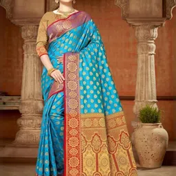 AKSH FASHION Multi Silk Blend Sarees-picture-38