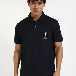 Tommy Hilfiger Men Solid Polo Collar Cotton T-shirt-image-43