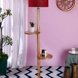 Devansh Brown Wooden Floor Lamp-56
