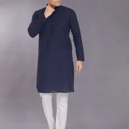 DIVISIVE Mandarin Collar Regular Pure Cotton Kurta With Pyjama-image-58
