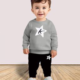 MGRS Kids-Unisex Grey Cotton Blend Clothing Set-29