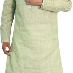 House of Aqss Mandarin Collar Thread Work Pure Cotton Straight Kurta With Pyjamas-picture-11