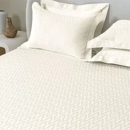 SANSAAR A DDECOR BRAND LIVE CONSCIOUSLY Beige Printed Cotton 3 Piece Bedding Set-image-75