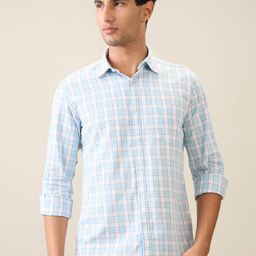 Parx Grid Tattersall Checks Checked Spread Collar Pure Cotton Slim Fit Shirt-picture-33