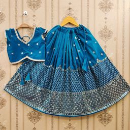 BAESD Girls Embroidered Thread Work Foil Print Ready to Wear Lehenga &-picture-8