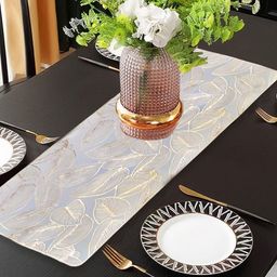 KANUSHI INDUSTRIES Beige & White Textured Table Runner-16