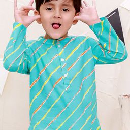 Ka-mee Boys Leheriya Printed Regular Pure Cotton Kurta with Pyjamas image 4
