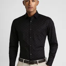Peter England Men Spread Collar Micro Ditsy Printed Cotton Slim Fit Formal Shirt-image-99