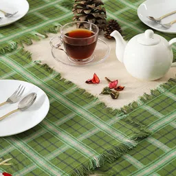 Ratan Cart 6-Pcs Green & White Printed Cotton Table Placemats-67
