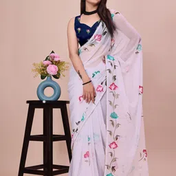 Avojee Floral Poly Georgette Saree-26