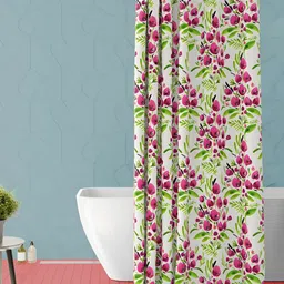 ArtzFolio Pink & Green Floral Printed Waterproof Shower Curtain-10