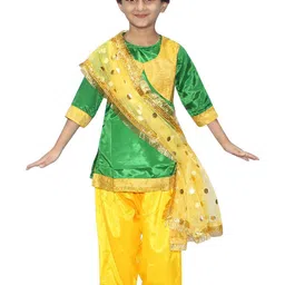 Kaku Fancy dresses Girls Punjabi Folk Dance Costume Kurta With Trouser & Dupatta-image-67