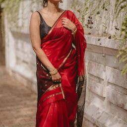 CANBIA Woven Design Zari Silk Blend Banarasi Saree-image-82