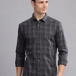 THREE DAYS Tartan Checked Spread Collar Long Sleeves Cotton Comfort Slim Fit Shirt-image-75