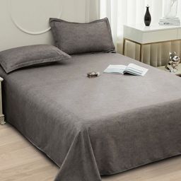 Story@home Brown Abstract Printed 240 TC Queen Bedsheet with 2 Pillow Covers-picture-40