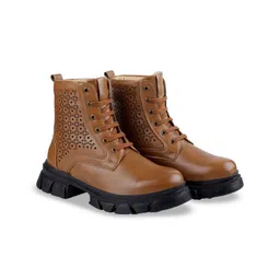 Bxxy Women Block Heeled Lace-Up High top Boots-image-38