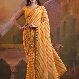 CaniBani Yellow Pure Georgette Sarees-54