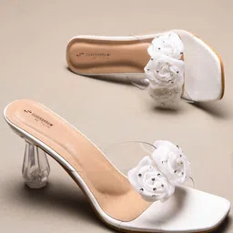 Try Me Women Embellished Open Toe Slim Heel Sandals-2