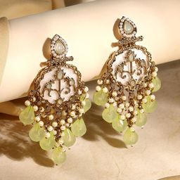 ASMITTA JEWELLERY Gold-Plated Stone Studded Contemporary Drop Earrings-image-64