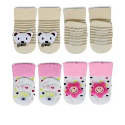 Baby Bloom Infants 0 To 2 Years 2 Pair Cotton Teddy and Star Face Ankle Socks/ Booties-image-73