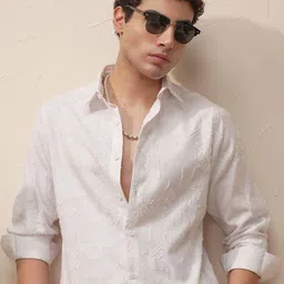 HIGHLANDER Self Design Spread Collar Shirt-image-24