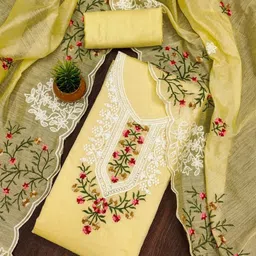 KALINI Women's Chandrei Cotton Floral Embroidered Unstitched Dress Material with Dupatta-picture-19
