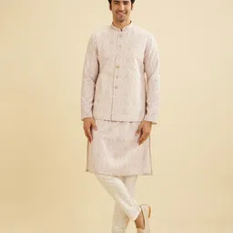 Manyavar Men Floral Embroidered Regular Kurta with Pyjamas And Jacket-9