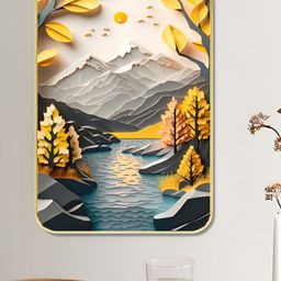 Myntra Elegant Homes Off White & Grey 1 Piece Wooden Mountain Wall Art-29