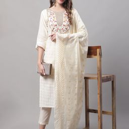 VredeVogel Women Floral Embroidered Kurta with Trousers & Dupatta-26