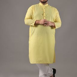 SOJANYA PLUS Men Embroidered Regular Pure Cotton Kurta with Pyjamas-28