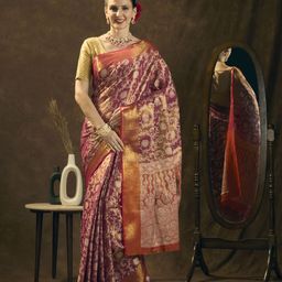JUST FASHION Women Woven Design Zari Art Silk Kanjeeveram Saree-image-43