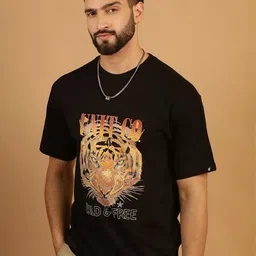 Oversized Graphic Black T-Shirt-image-92