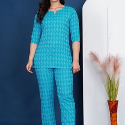 AYUSH TEXTILES Printed Pure Cotton Round Neck Top With Trousers Co-Ords-picture-28