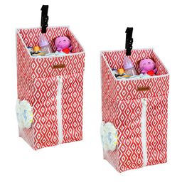 prettykrafts Red & White 2 Pieces Printed Reusable Multi-Utility Organisers-6