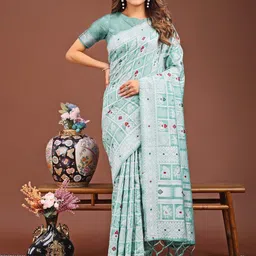 LeeliPeeri Designer Woven Design Linen Blend Saree-49