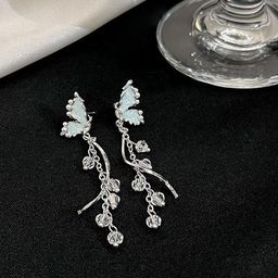 MEENAZ Korean Silver-Plated Contemporary Drop Earrings-image-14