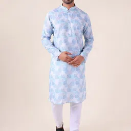 AURIK Men Floral Printed Kurta with Pyjamas-picture-14