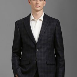 Louis Philippe Checked Wool Notched Lapel Single Breasted Formal Blazer-18