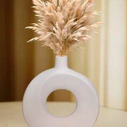 Myntra Elegant Homes White Textured Ceramic FlowerVases-image-51