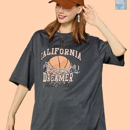 Christy World Women Pack of 2 Oversized Drop-Shoulder Sleeves Cotton Tshirts-image-123