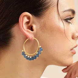 Anouk Gold Plated Beaded Classic Hoop Earrings-98