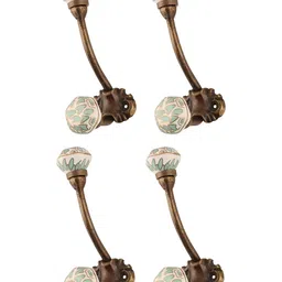 Indianshelf White & Green 4 Pieces Metal Wall Hook-16