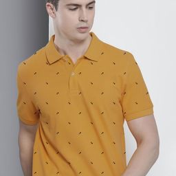 MERRIMENT Men Geometric Printed Polo Collar Cotton T-shirt-image-15
