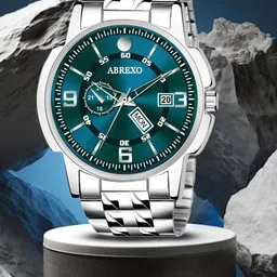 Abrexo Men Patterned Dial & Stainless Steel Bracelet Style Straps Analogue Watch-image-3