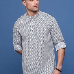 SHOWOFF Men Striped Pastels Kurta-image-35