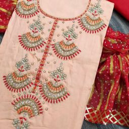 SAINOOR Embellished Semi-Stitched Dress Material-image-92