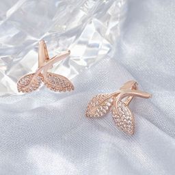 Zaveri Pearls Rose Gold-Plated Cubic Zirconia Studded Leaf Shaped Ear Cuff-image-78