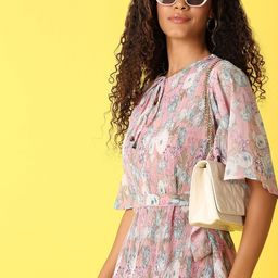 V-Mart Floral Printed Flared Sleeve A-Line Dress-image-69