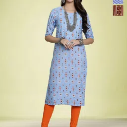 Moda Rapido Women Ethnic Motifs Printed Sequinned Floral Crepe Kurta-image-75