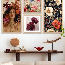Kotart Brown & Pink 4 Pieces Wooden Floral and Botanical Wall Arts-picture-25